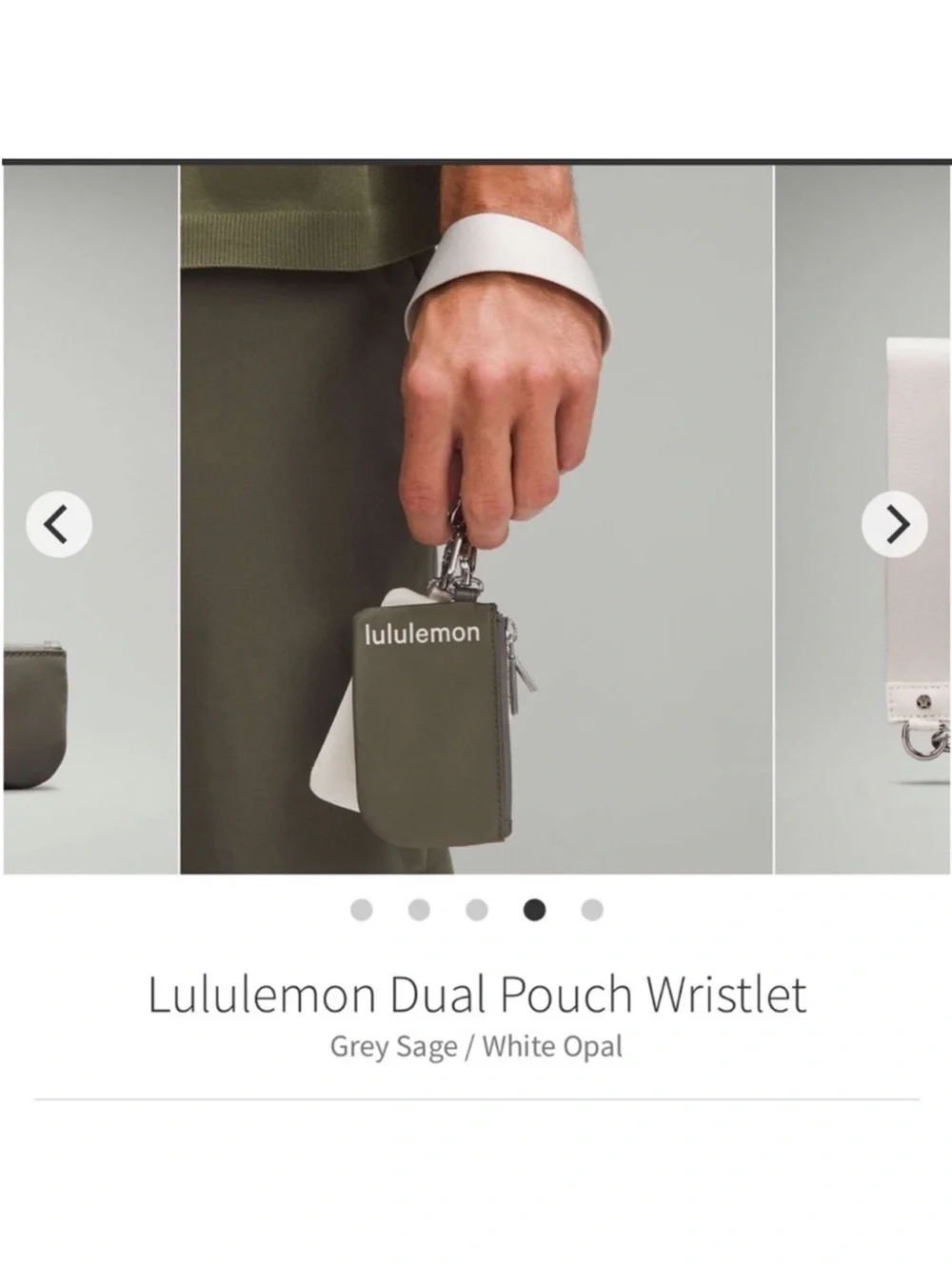 Lululemon Dual Pouch Wristlet Grey Sage/White Opal O/S W9EWOS